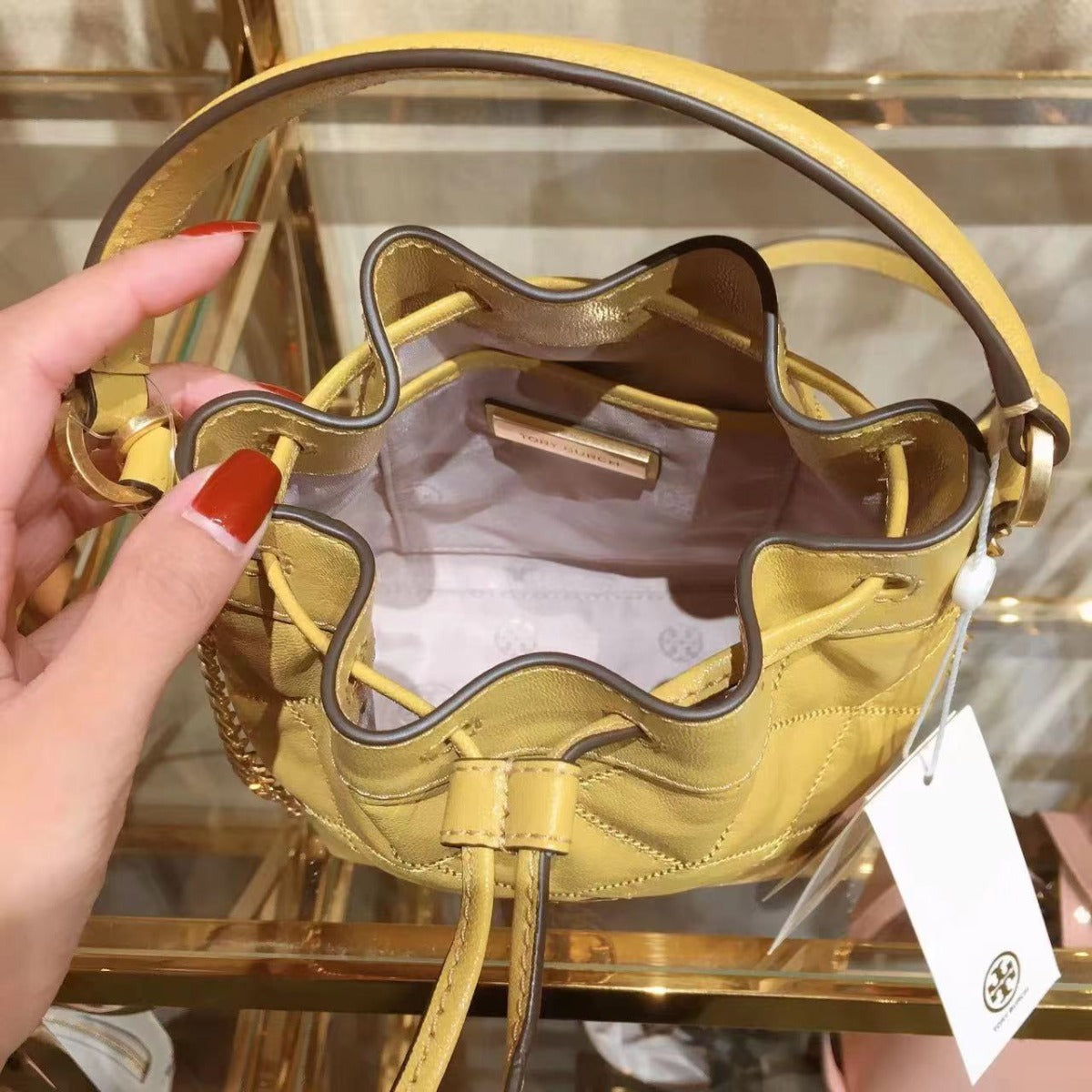 Tory Burch 87869 0422 Willa Mini Drawstring Bucket Shoulder Bag Golden Sunset 196133227404 Tory Burch 87869 0422 Willa Mini Drawstring Bucket Shoulder Bag Golden Sunset 196133227404